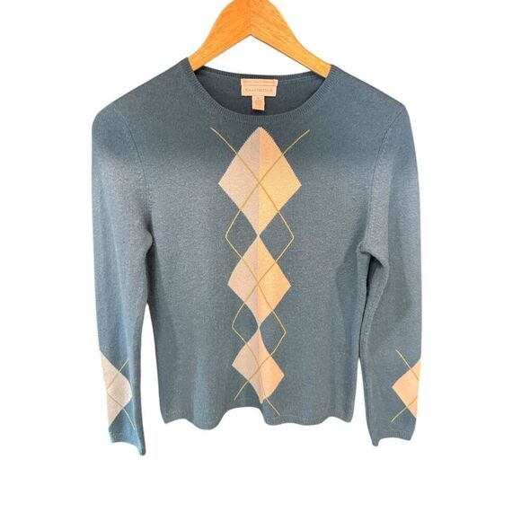 Chapter club pure cashmere preppy diamond print sweater sz S - Picture 1 of 5